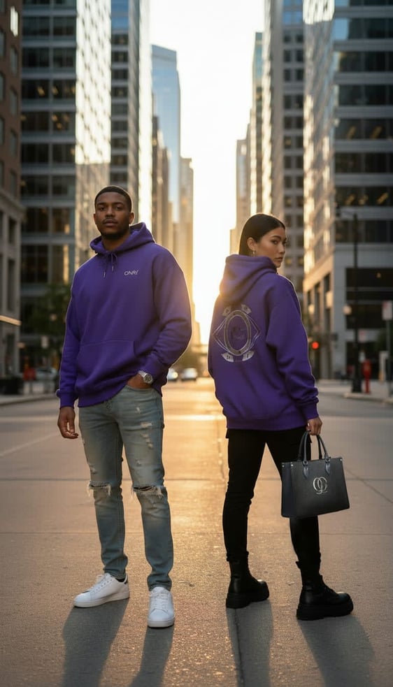 ONRÍ OPULENCE Hooded Premium Sweatshirt with Double Kangaroo Pockets with Zipper